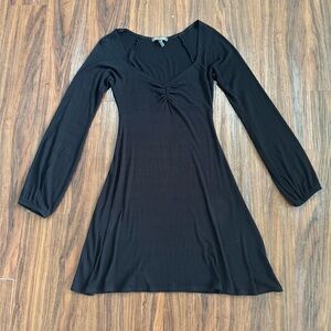 Billabong Women's M Deep Neck Black A-line Indie Y2K Grunge Ribbed LS Dress